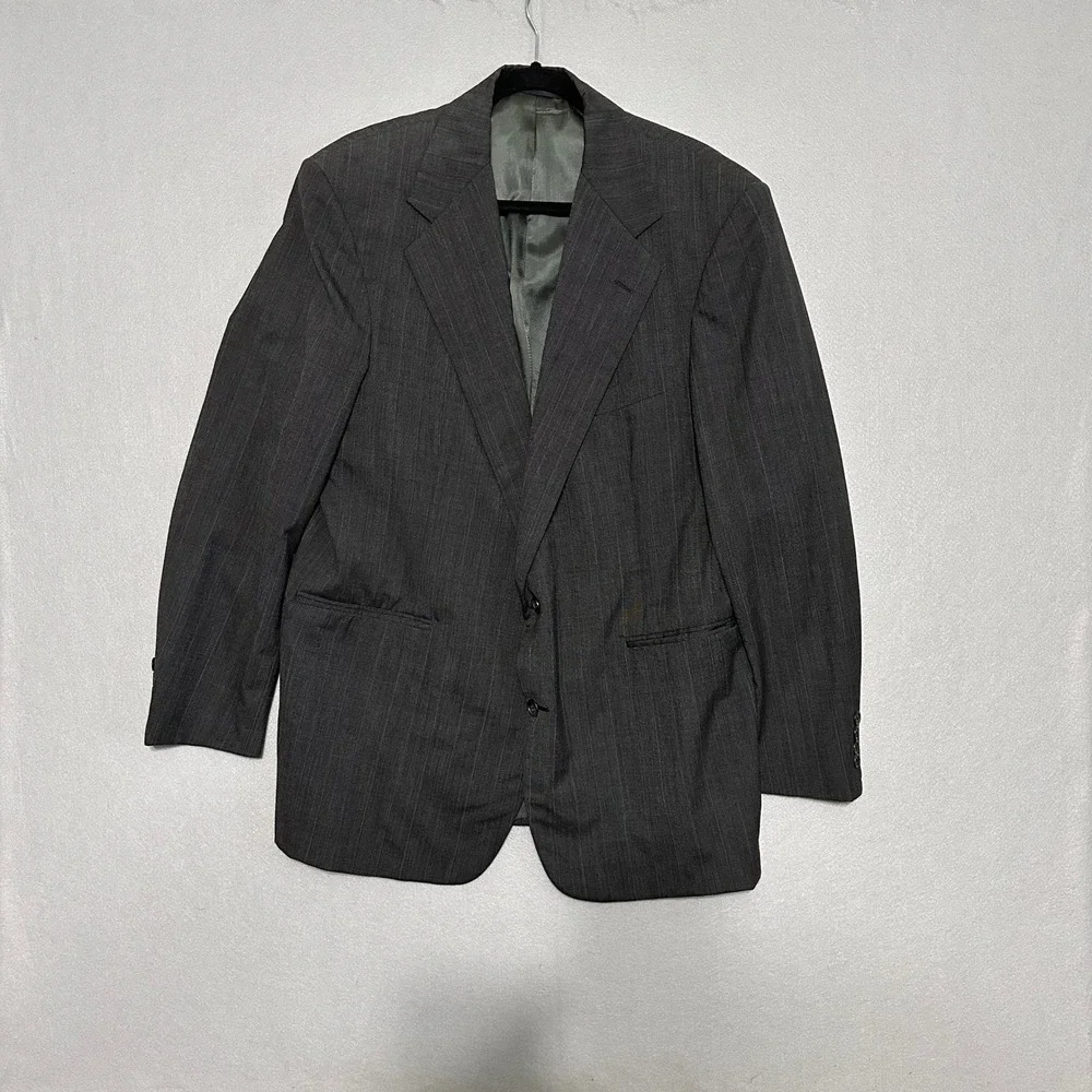 Polo Ralph Lauren Vintage Pinstripe Blazer Gray 2 Button Sport Coat ACTWU USA